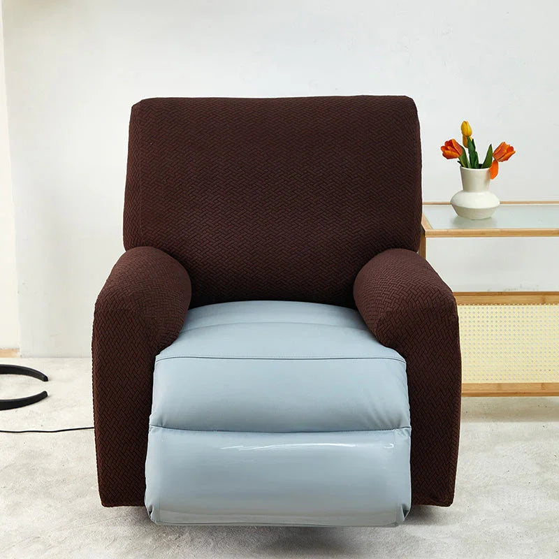 Recliner Sofa Cover - Interwoven Pattern - Dark Brown - Adaptable & Expandable - The Sofa Cover Crafter 