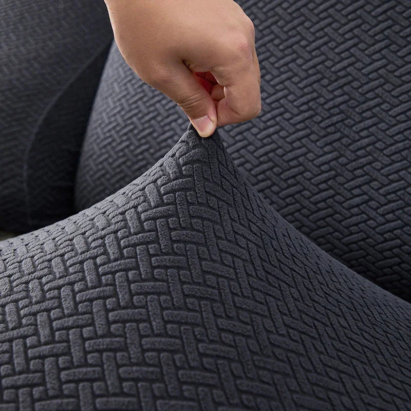 Recliner Sofa Cover - Interwoven Pattern - Dark Gray - Adaptable & Expandable - The Sofa Cover Crafter 