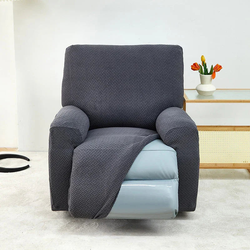Recliner Sofa Cover - Interwoven Pattern - Dark Gray - Adaptable & Expandable - The Sofa Cover Crafter 