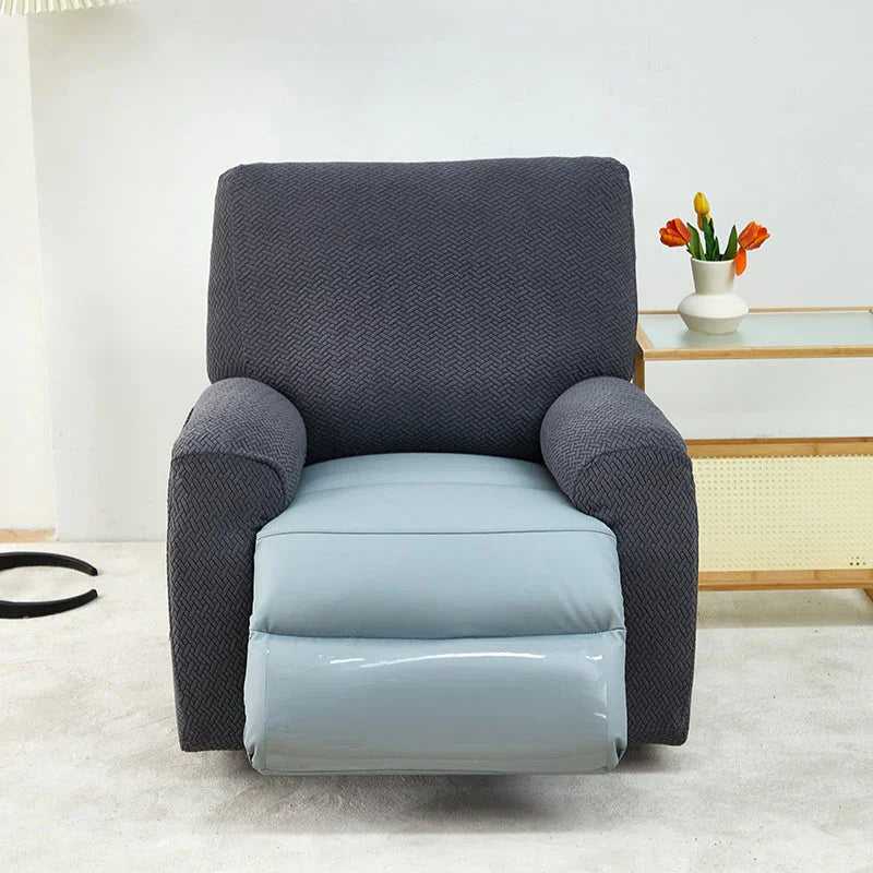 Recliner Sofa Cover - Interwoven Pattern - Dark Gray - Adaptable & Expandable - The Sofa Cover Crafter 