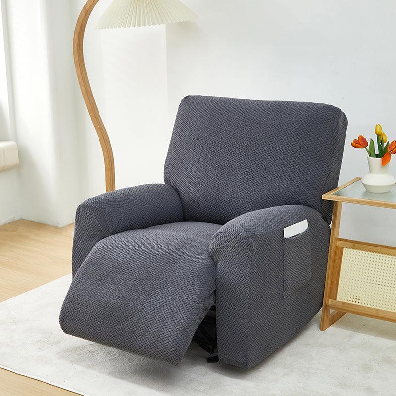 Recliner Sofa Cover - Interwoven Pattern - Dark Gray - Adaptable & Expandable - The Sofa Cover Crafter 