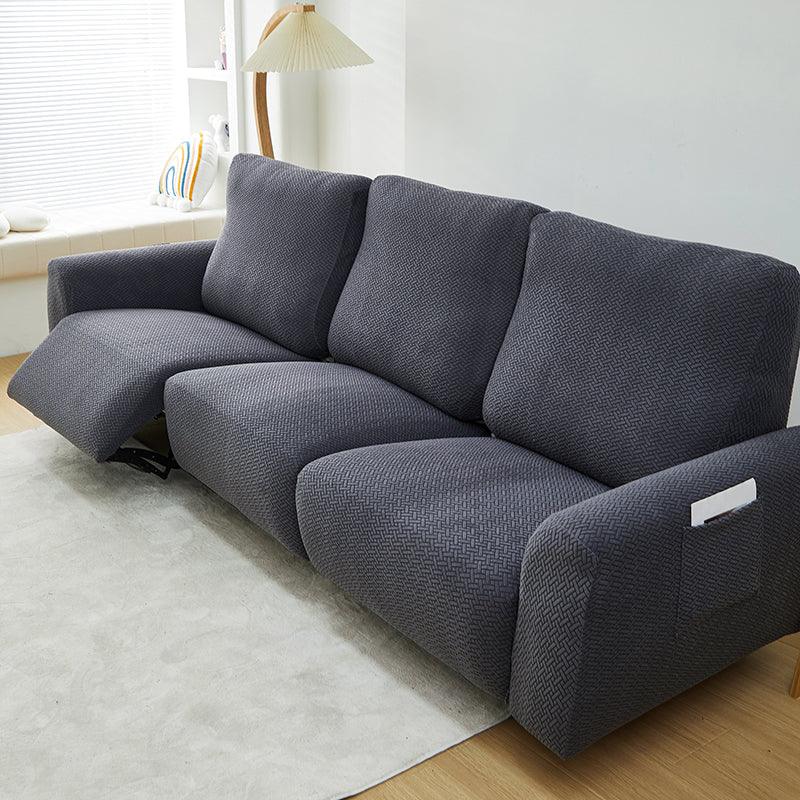 Recliner Sofa Cover - Interwoven Pattern - Dark Gray - Adaptable & Expandable - The Sofa Cover Crafter 