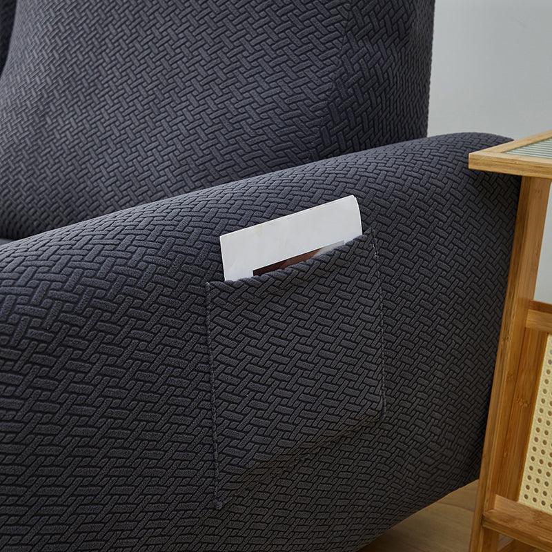 Recliner Sofa Cover - Interwoven Pattern - Dark Gray - Adaptable & Expandable - The Sofa Cover Crafter 