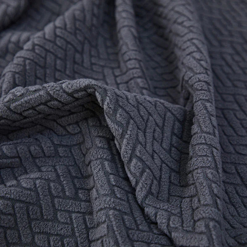 Recliner Sofa Cover - Interwoven Pattern - Dark Gray - Adaptable & Expandable - The Sofa Cover Crafter 