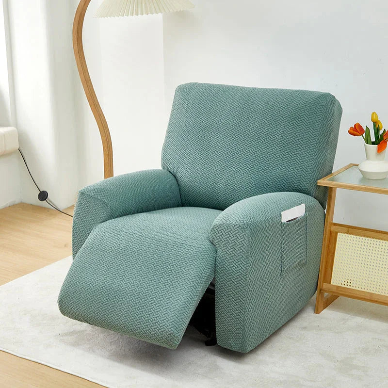 Recliner Sofa Cover - Interwoven Pattern - Dark Green - Adaptable & Expandable - The Sofa Cover Crafter 