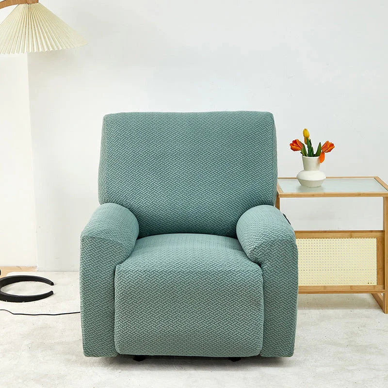 Recliner Sofa Cover - Interwoven Pattern - Dark Green - Adaptable & Expandable - The Sofa Cover Crafter 