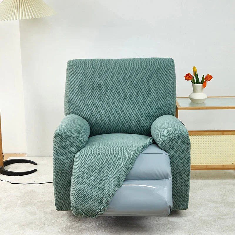 Recliner Sofa Cover - Interwoven Pattern - Dark Green - Adaptable & Expandable - The Sofa Cover Crafter 