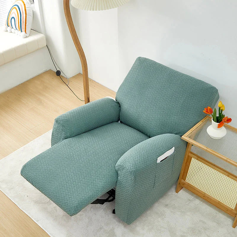 Recliner Sofa Cover - Interwoven Pattern - Dark Green - Adaptable & Expandable - The Sofa Cover Crafter 