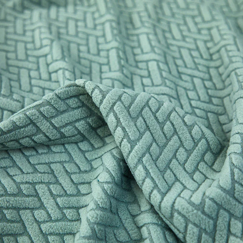 Recliner Sofa Cover - Interwoven Pattern - Dark Green - Adaptable & Expandable - The Sofa Cover Crafter 