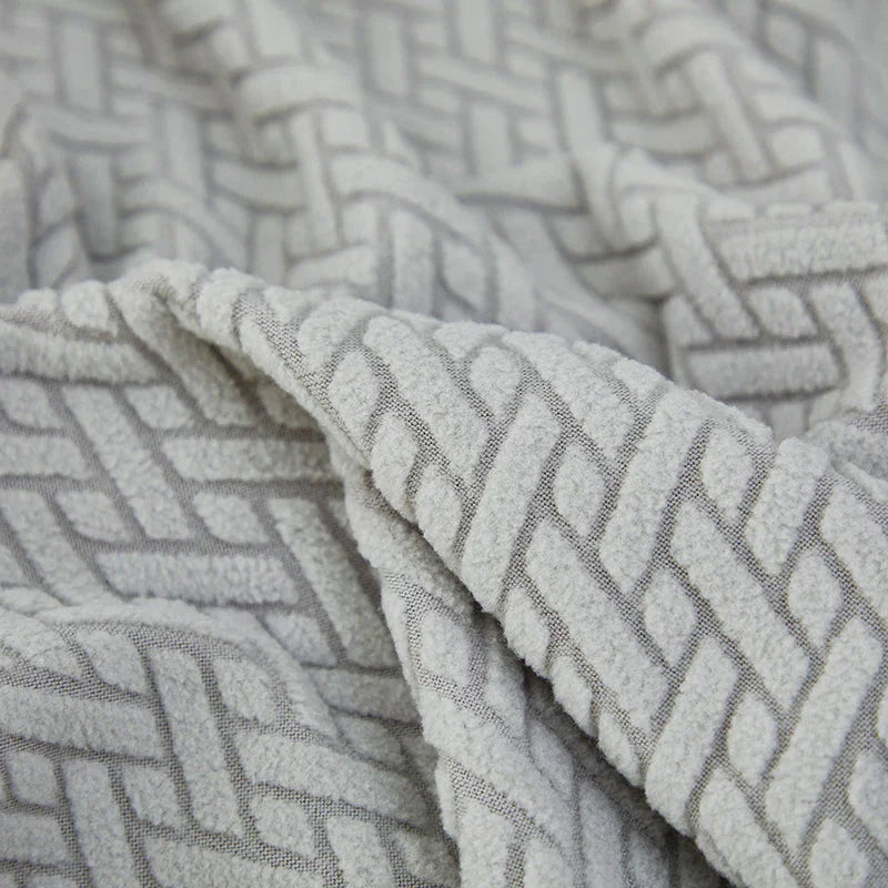 Recliner Sofa Cover - Interwoven Pattern - Light Gray - Adaptable & Expandable - The Sofa Cover Crafter 