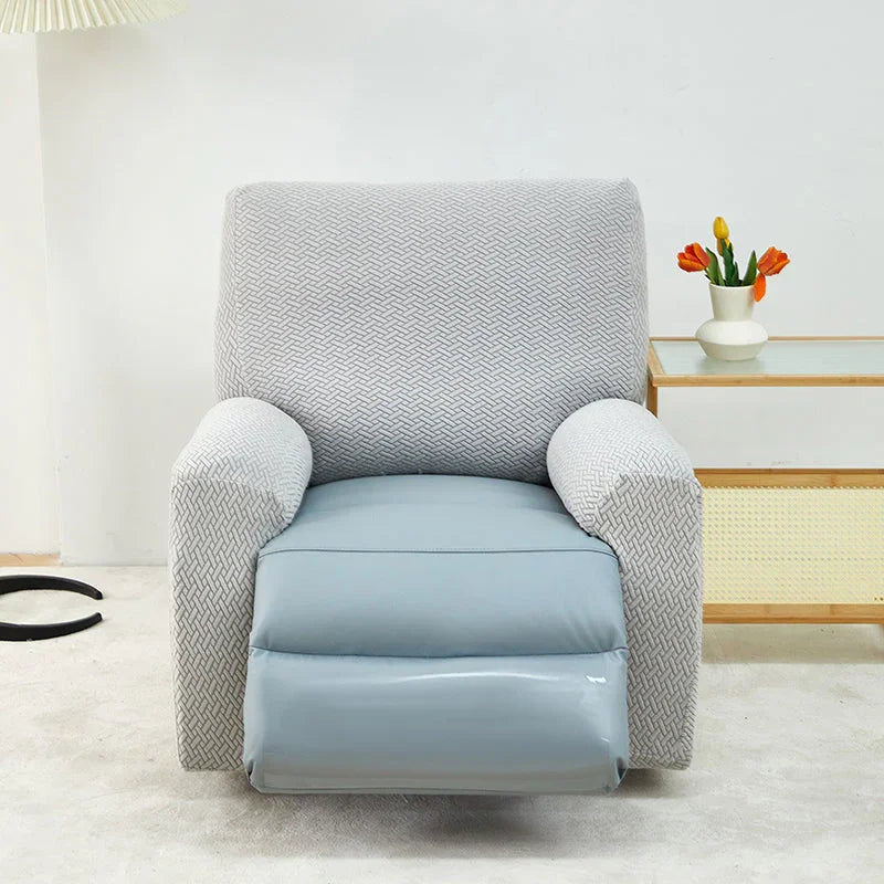 Recliner Sofa Cover - Interwoven Pattern - Light Gray - Adaptable & Expandable - The Sofa Cover Crafter 