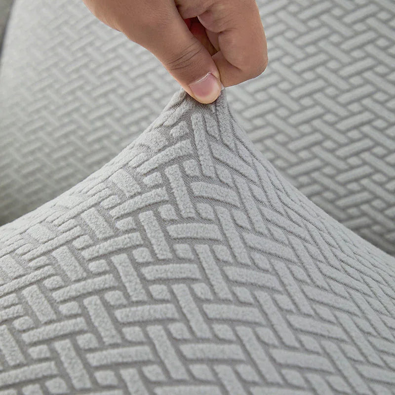 Recliner Sofa Cover - Interwoven Pattern - Light Gray - Adaptable & Expandable - The Sofa Cover Crafter 