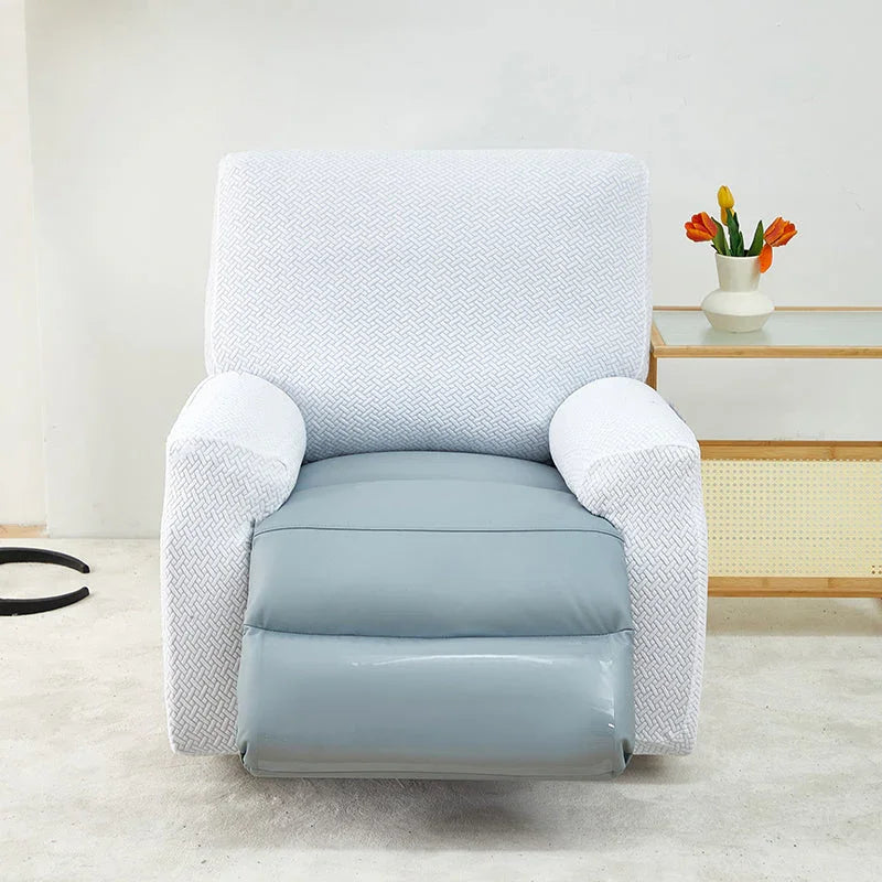 Recliner Sofa Cover - Interwoven Pattern - White - Adaptable & Expandable - The Sofa Cover Crafter 
