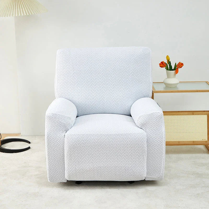 Recliner Sofa Cover - Interwoven Pattern - White - Adaptable & Expandable - The Sofa Cover Crafter 