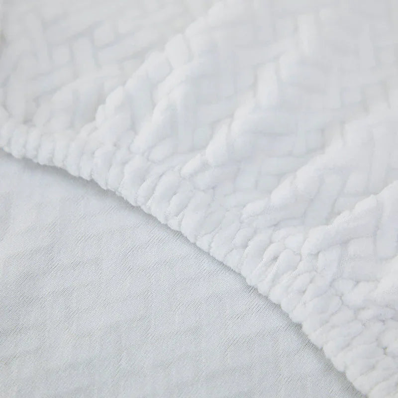 Recliner Sofa Cover - Interwoven Pattern - White - Adaptable & Expandable - The Sofa Cover Crafter 