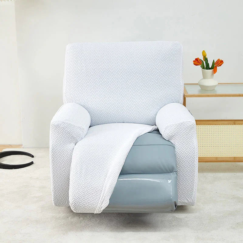 Recliner Sofa Cover - Interwoven Pattern - White - Adaptable & Expandable - The Sofa Cover Crafter 