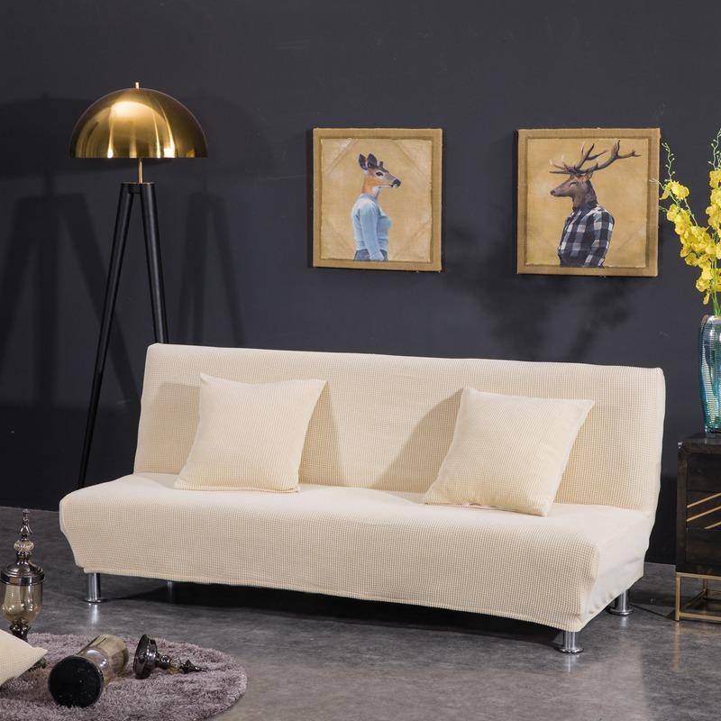 Sofa Bed Cover - Narrow Jacquard - Cream - Adaptable & Expandable - The Sofa Cover Crafter 
