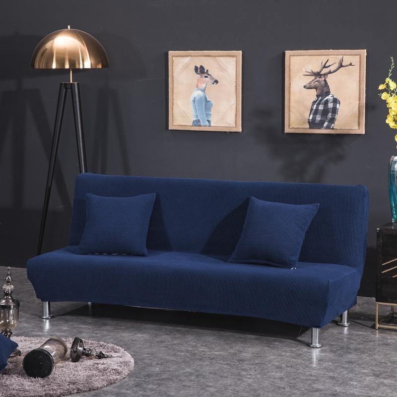 Sofa Bed Cover - Narrow Jacquard - Navy blue - Adaptable & Expandable - The Sofa Cover Crafter 