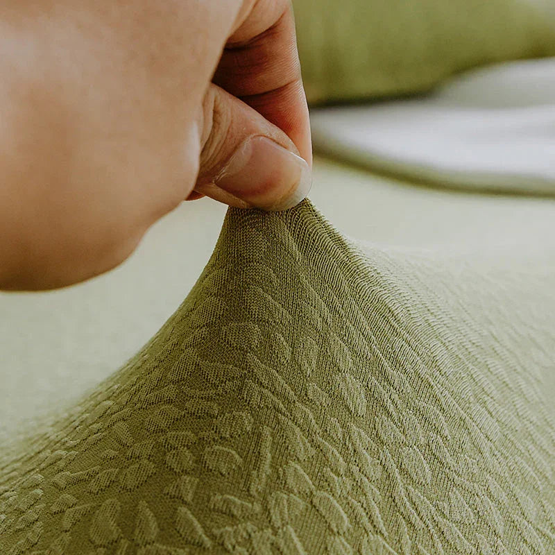 Sofa Cover -Bubble Gauze - Bean Green - Waterproof - The Sofa Cover Crafter 