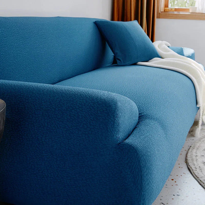 Sofa Cover -Bubble Gauze - Bright Blue - Waterproof - The Sofa Cover Crafter 