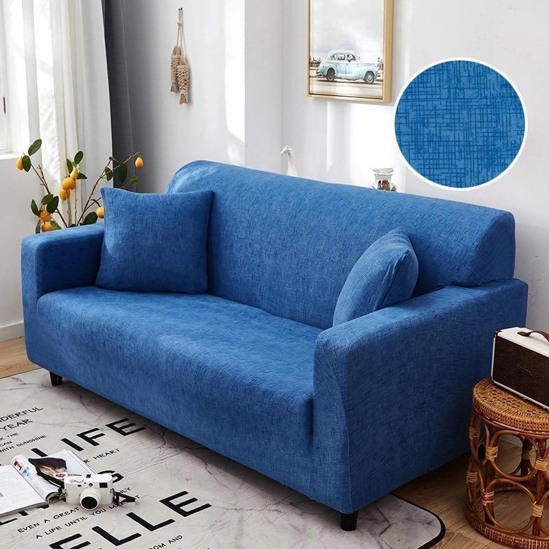 Sofa Cover - Cross pattern - Blue - Adaptable & Expandable - The Sofa Cover Crafter 
