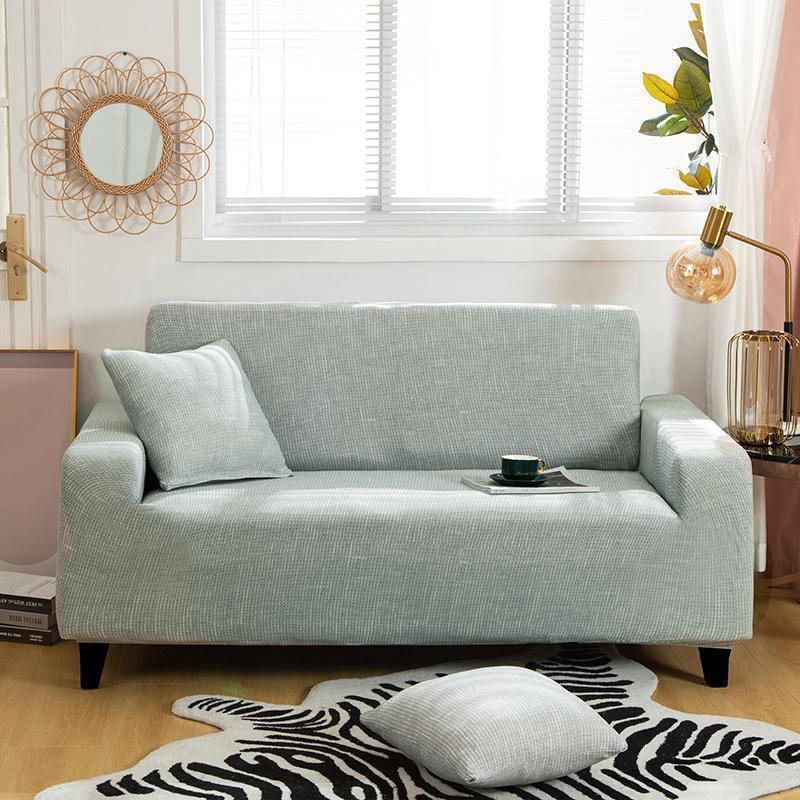 Sofa Cover - Cross pattern - Pastel Green - Adaptable & Expandable - The Sofa Cover Crafter 