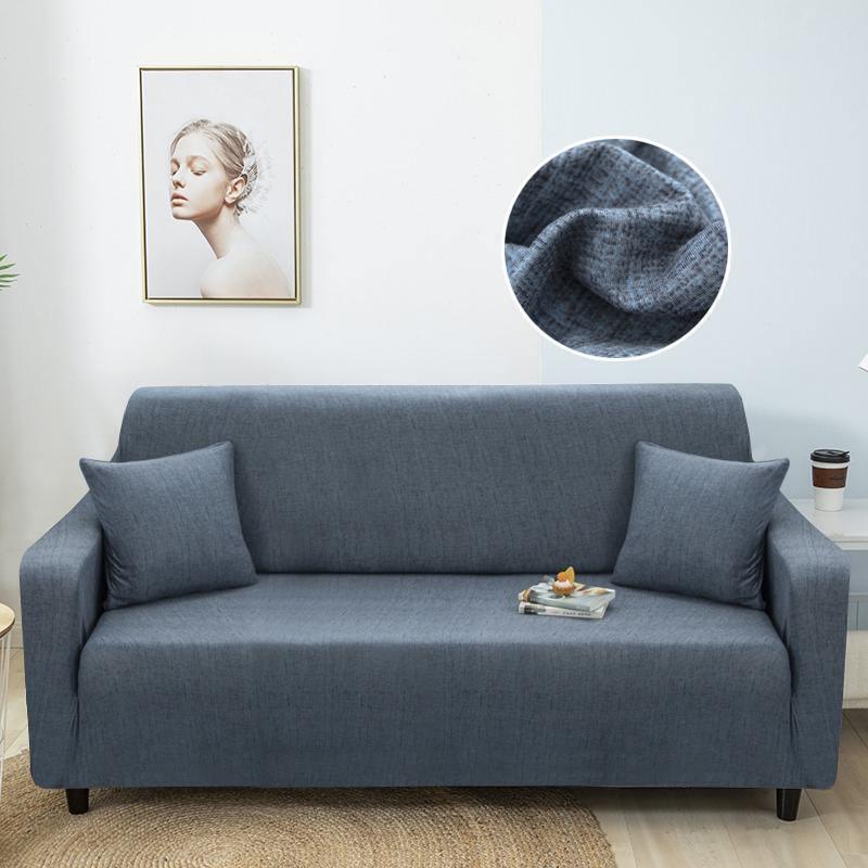Sofa Cover - Cross pattern - Slate Blue - Adaptable & Expandable - The Sofa Cover Crafter 