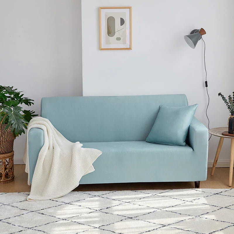 Sofa Cover - Cyan Blue - Adaptable & Expandable - The Sofa Cover Crafter 