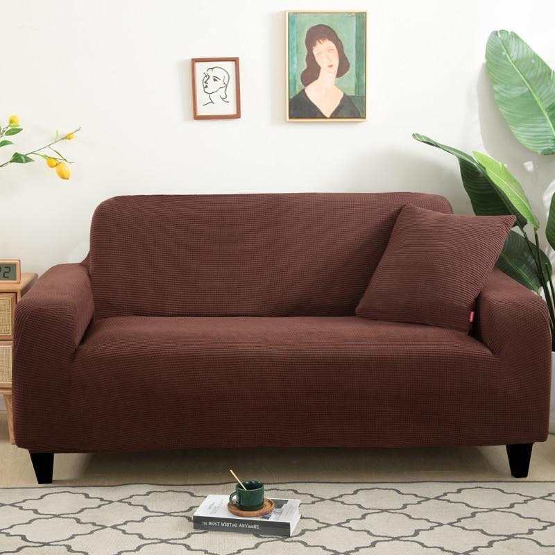 Sofa Cover - Narrow Jacquard - Brown - Adaptable & Expandable - The Sofa Cover Crafter 