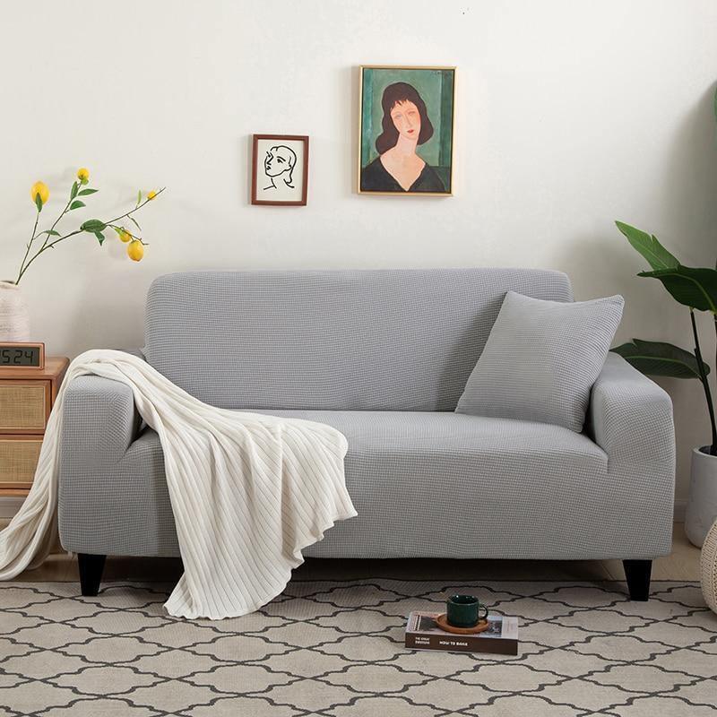 Sofa Cover - Narrow Jacquard - Light Grey - Adaptable & Expandable - The Sofa Cover Crafter 