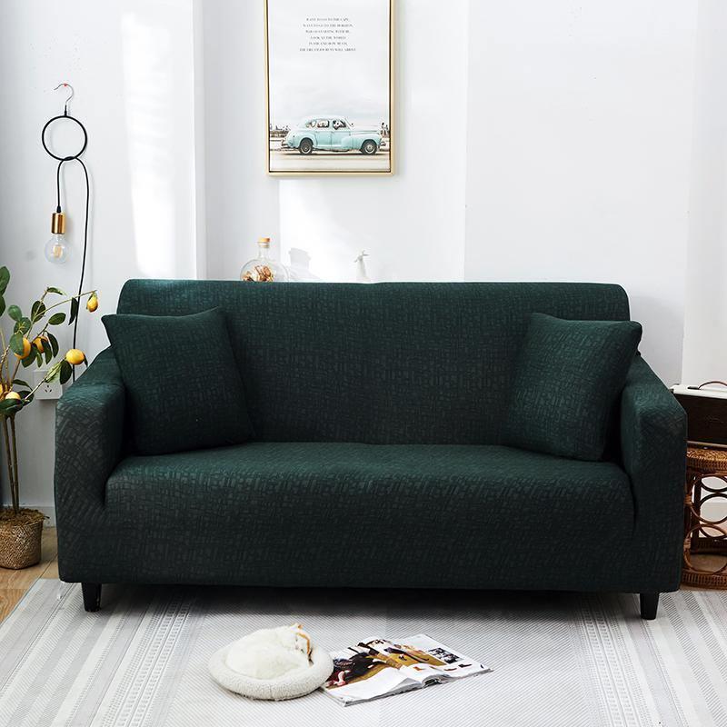 Sofa Cover - Rectangle Pattern - Forest Green - Adaptable & Expandable - The Sofa Cover Crafter 