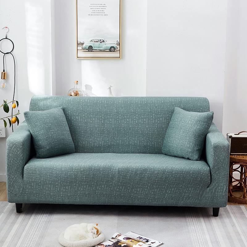 Sofa Cover - Rectangle Pattern - Pastel Green - Adaptable & Expandable - The Sofa Cover Crafter 