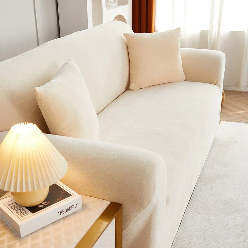 Sofa Cover -Snow Neil - Beige - Adaptable & Expandable - The Sofa Cover Crafter 