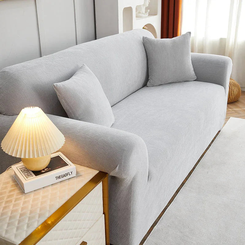Sofa Cover -Snow Neil - Light Grey - Adaptable & Expandable - The Sofa Cover Crafter 