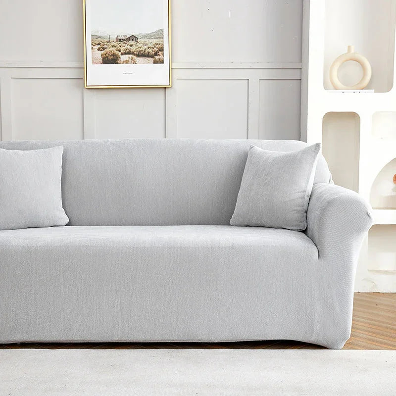 Sofa Cover -Snow Neil - Light Grey - Adaptable & Expandable - The Sofa Cover Crafter 