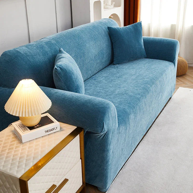 Sofa Cover -Snow Neil - Serene Blue - Adaptable & Expandable - The Sofa Cover Crafter 
