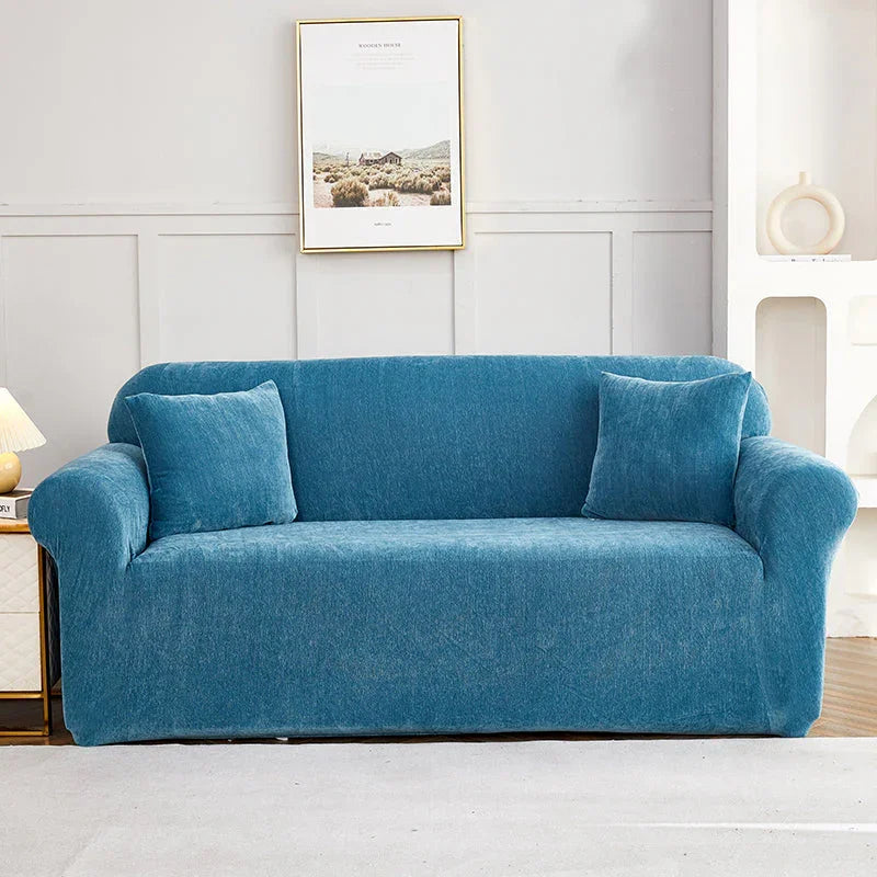 Sofa Cover -Snow Neil - Serene Blue - Adaptable & Expandable - The Sofa Cover Crafter 