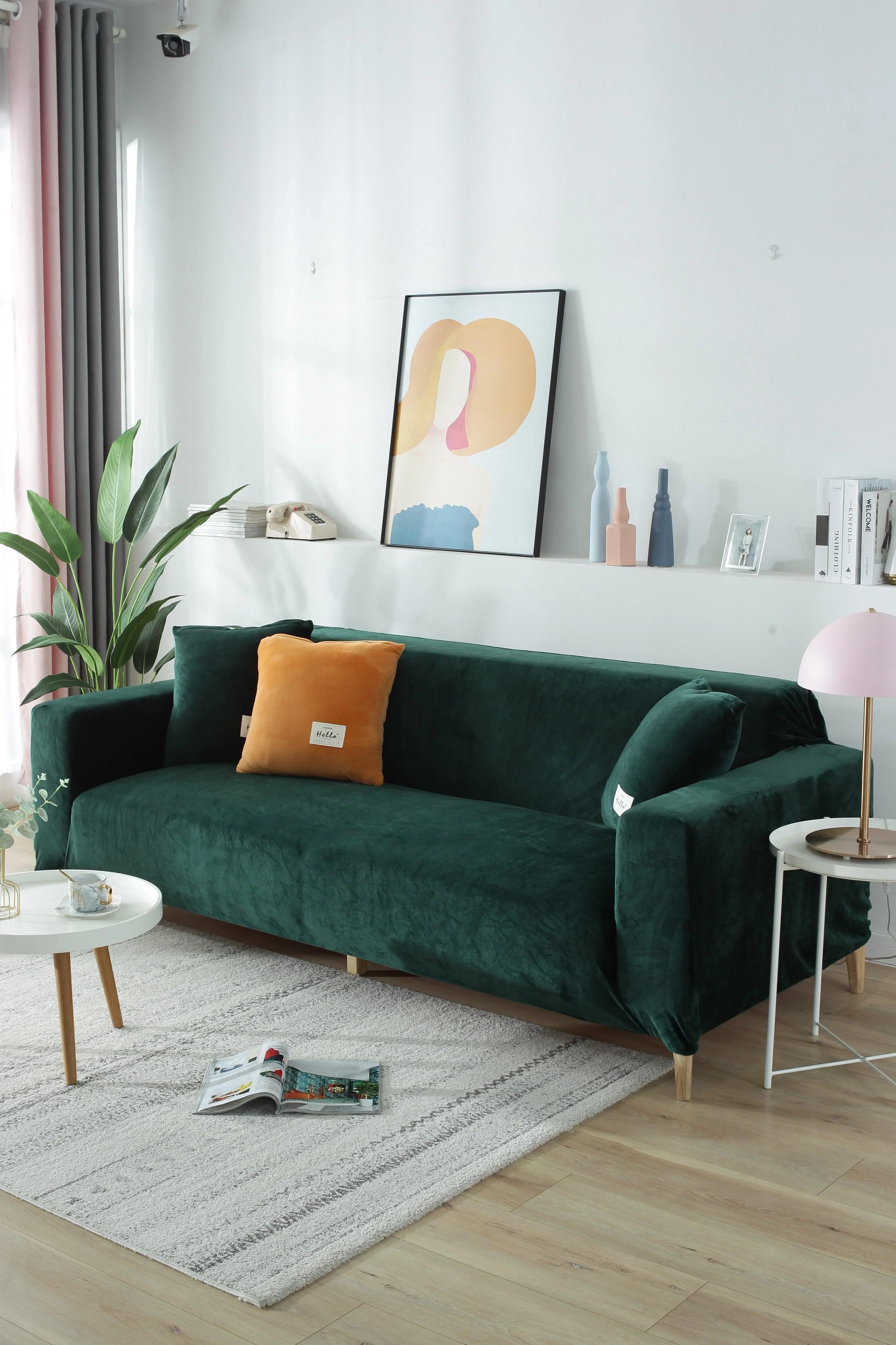 Sofa Cover - Velvet - Dark Green - Adaptable & Expandable - The Sofa Cover Crafter 