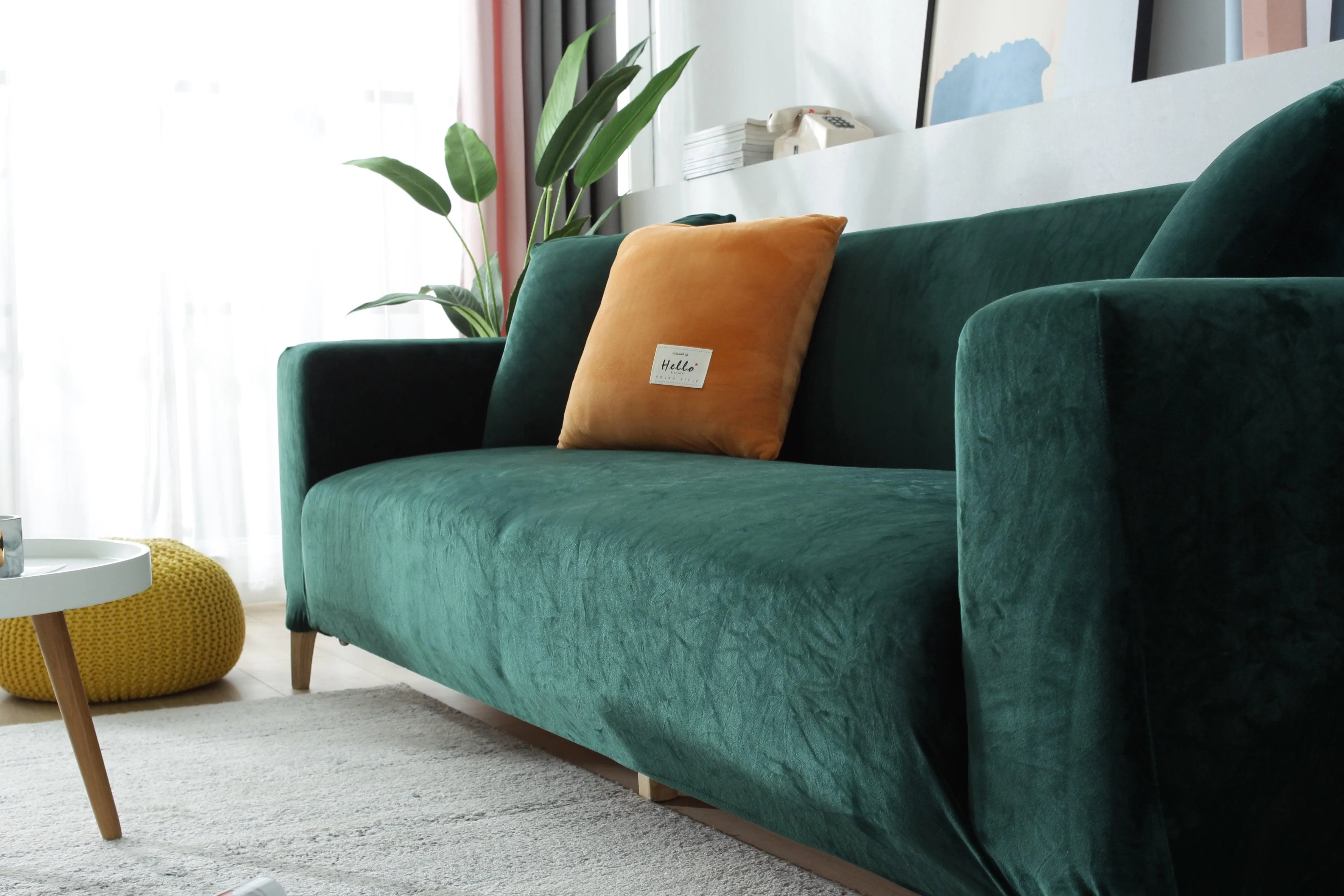 Sofa Cover - Velvet - Dark Green - Adaptable & Expandable - The Sofa Cover Crafter 