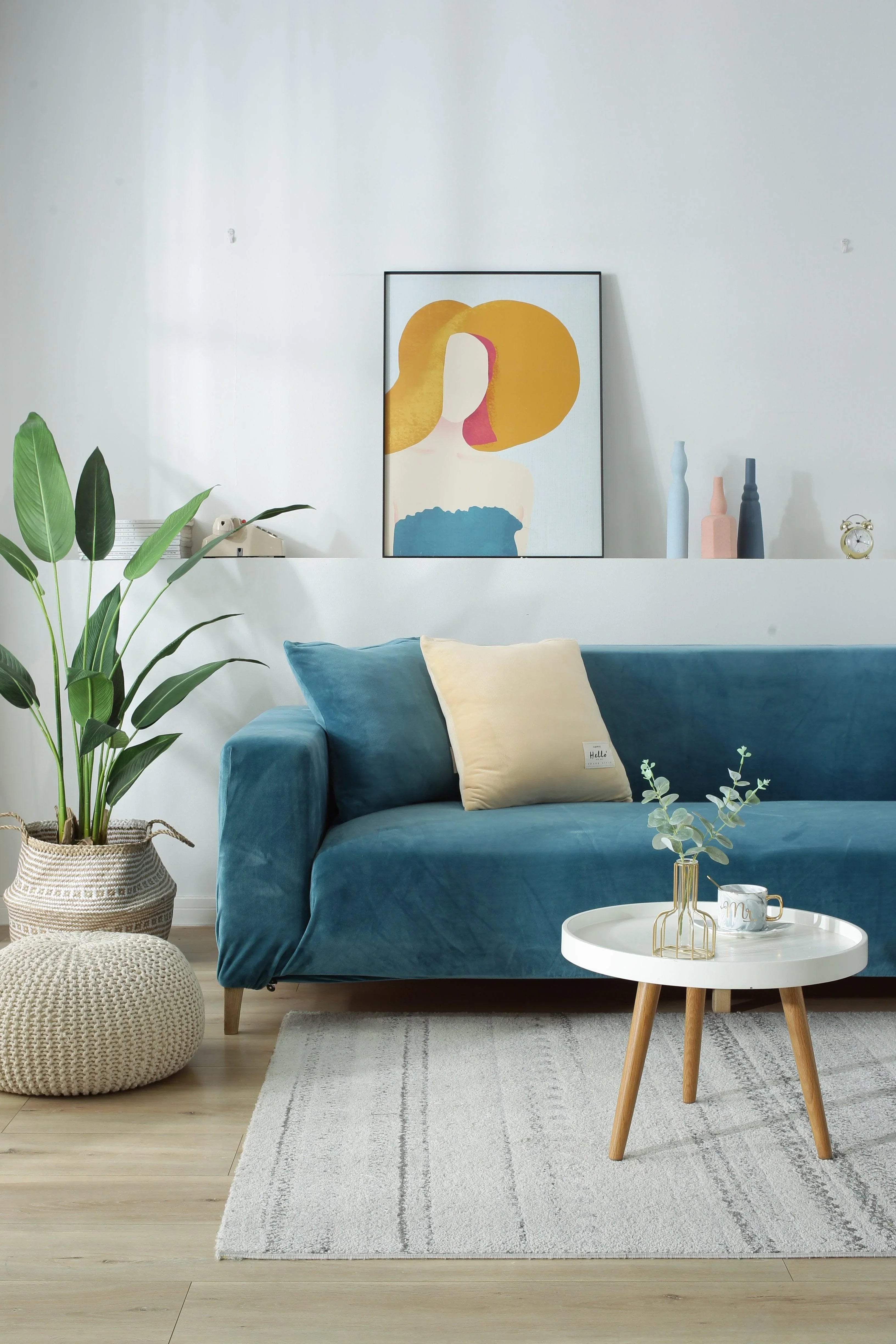 Sofa Cover - Velvet - Lake Blue - Adaptable & Expandable - The Sofa Cover Crafter 