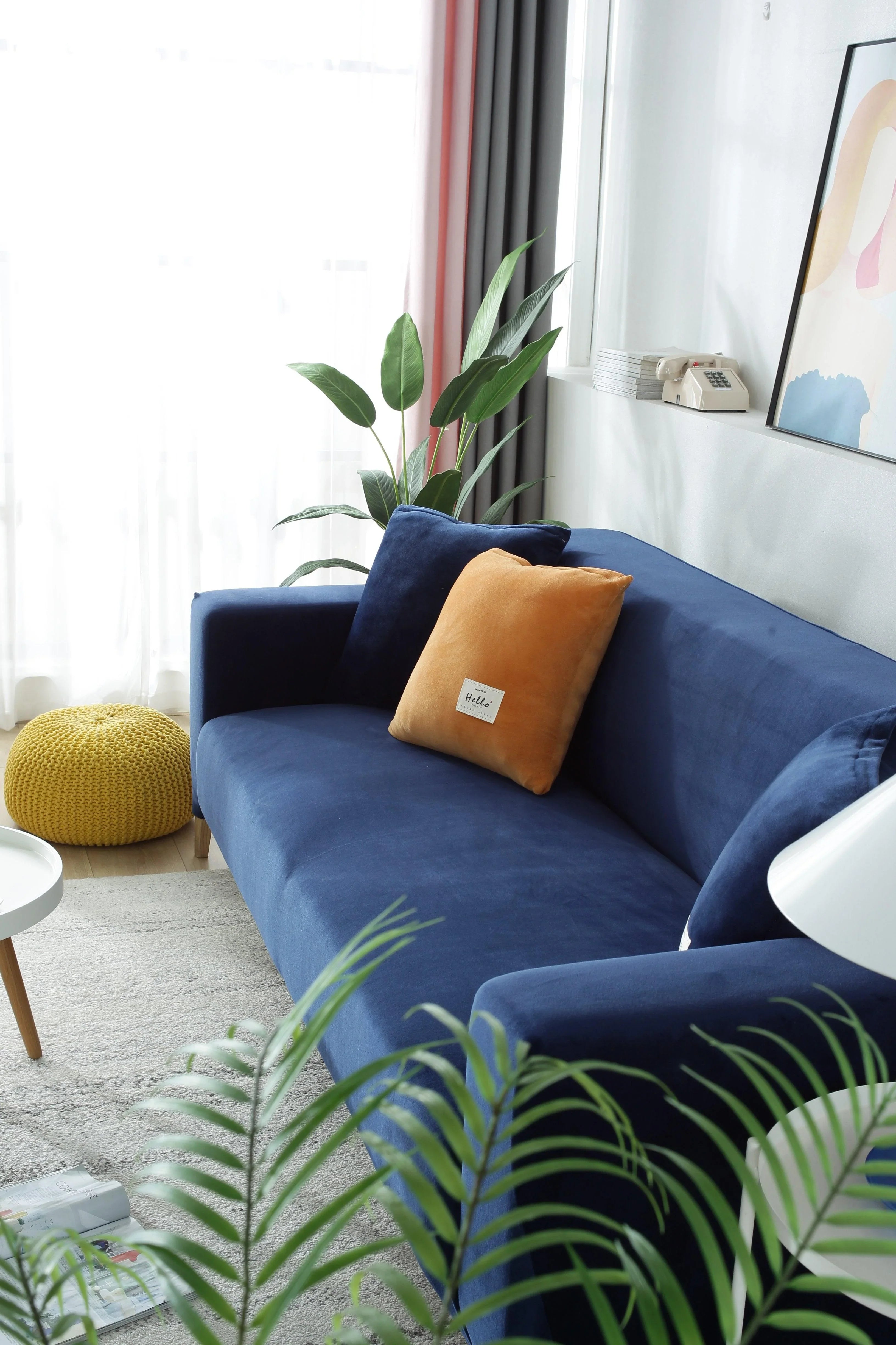 Sofa Cover - Velvet - Navy blue - Adaptable & Expandable - The Sofa Cover Crafter 