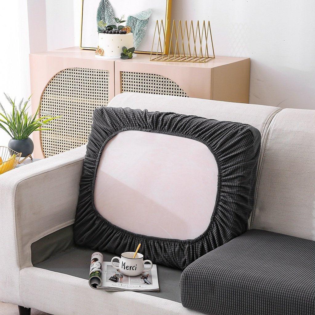 Sofa Cushion Cover - Narrow Jacquard - Dark Grey - The Sofa Cover Crafter 