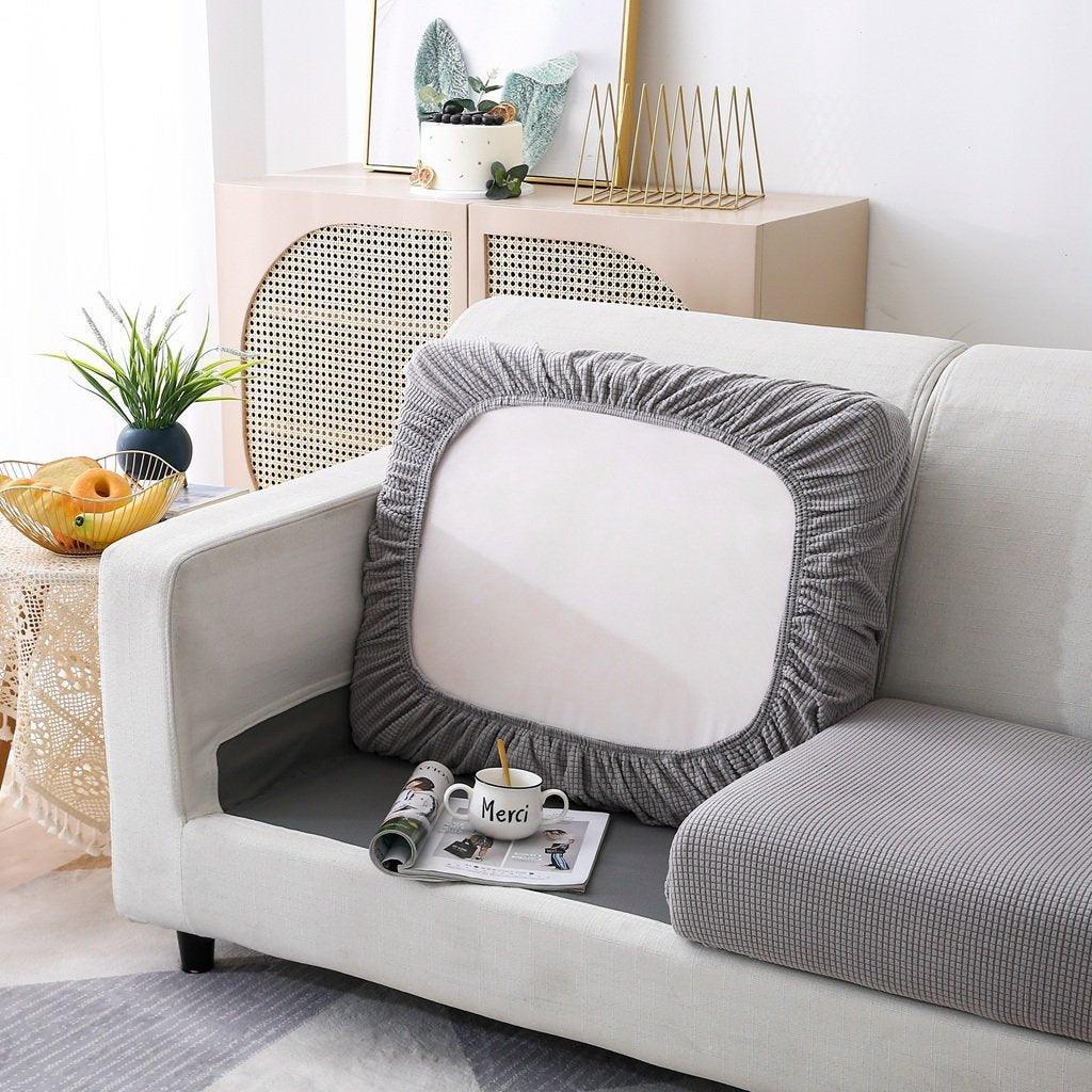 Sofa Cushion Cover - Narrow Jacquard - Light Grey - The Sofa Cover Crafter 