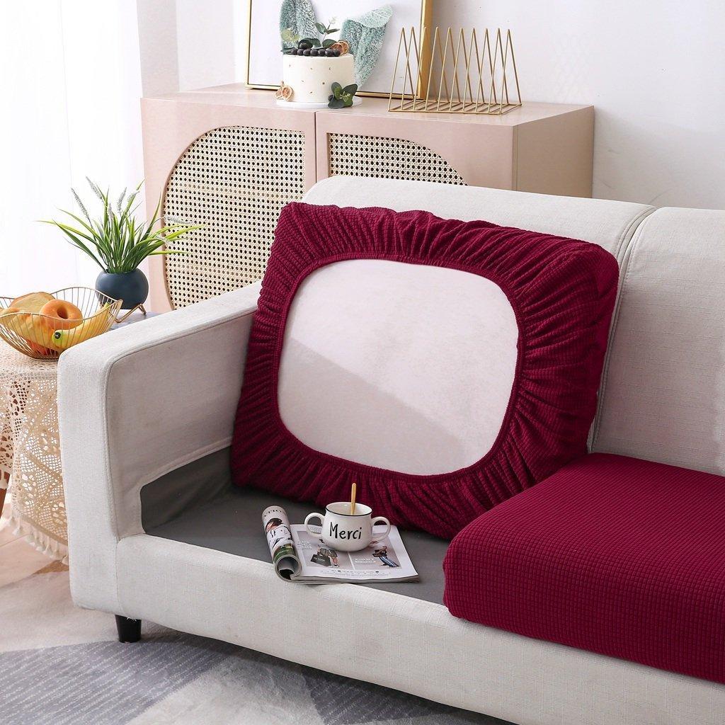Sofa Cushion Cover - Narrow Jacquard - Red Garnet - The Sofa Cover Crafter 
