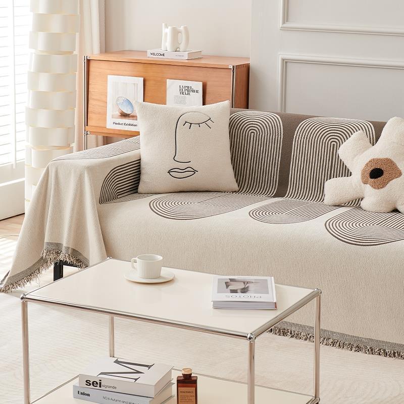 Sofa Throw - Brown Coffee - Soft Tassel Nordic Chenille - The Sofa Cover Crafter 