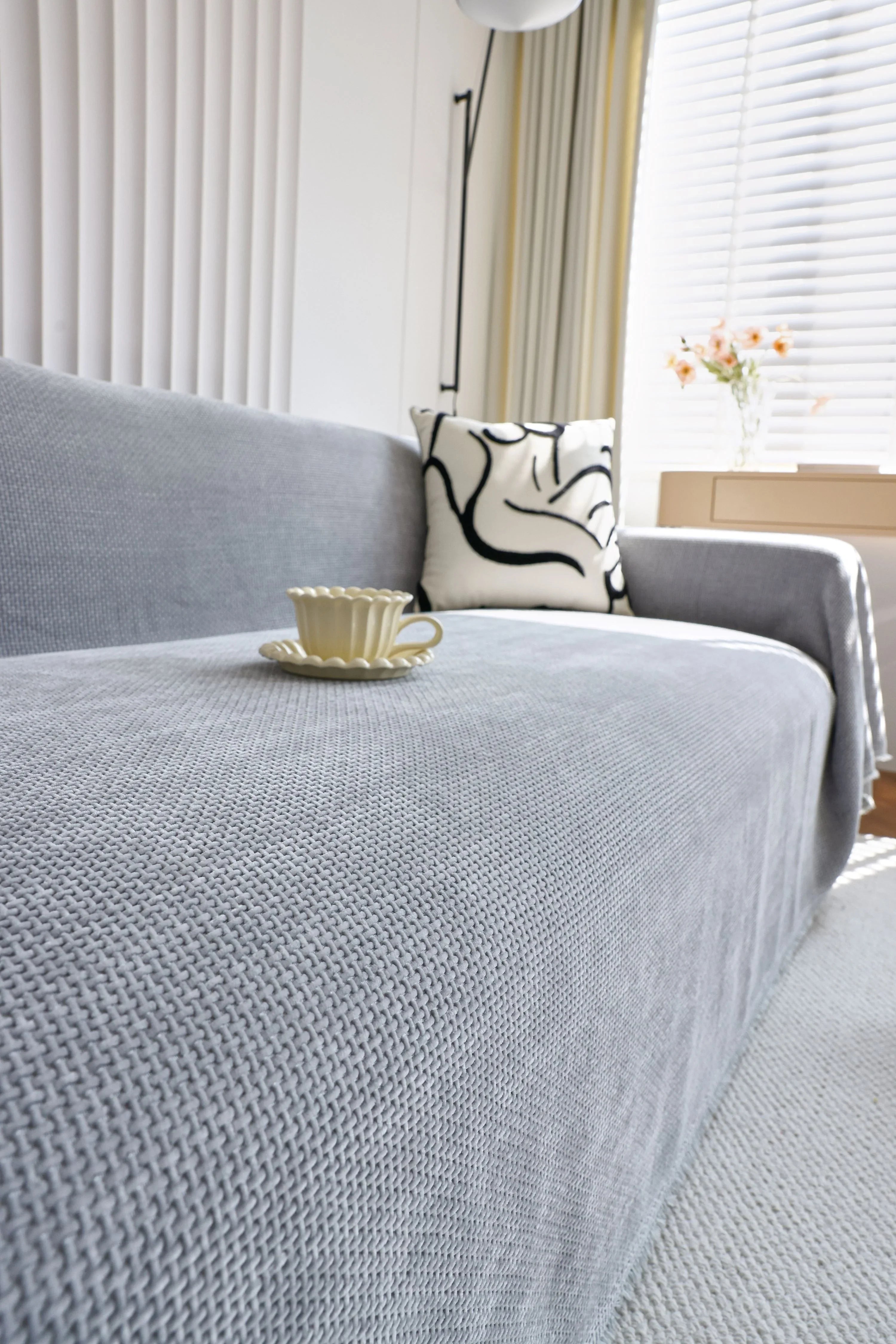 Sofa Throw - Coveri - Light Gray - The Sofa Cover Crafter 