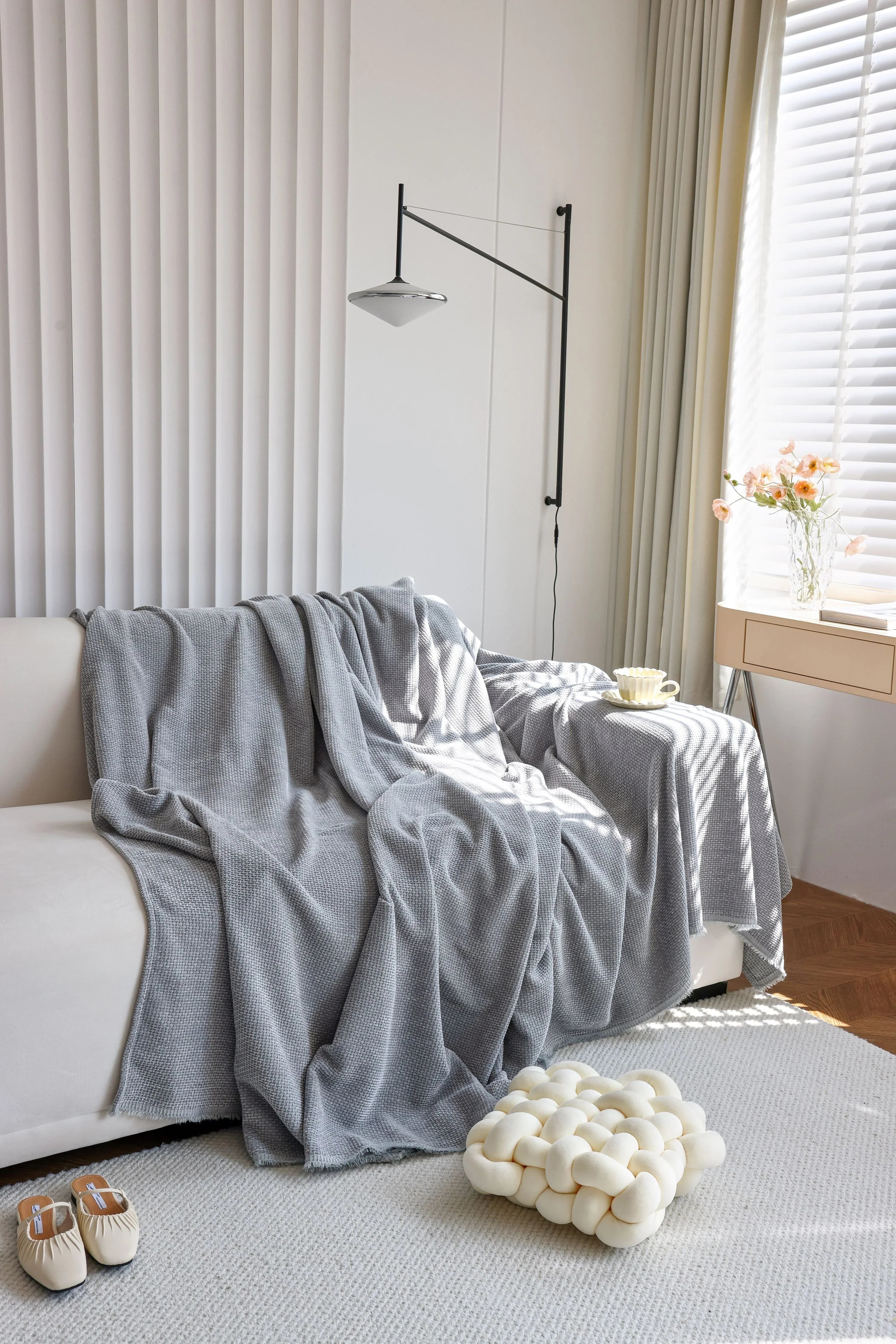 Sofa Throw - Coveri - Light Gray - The Sofa Cover Crafter 