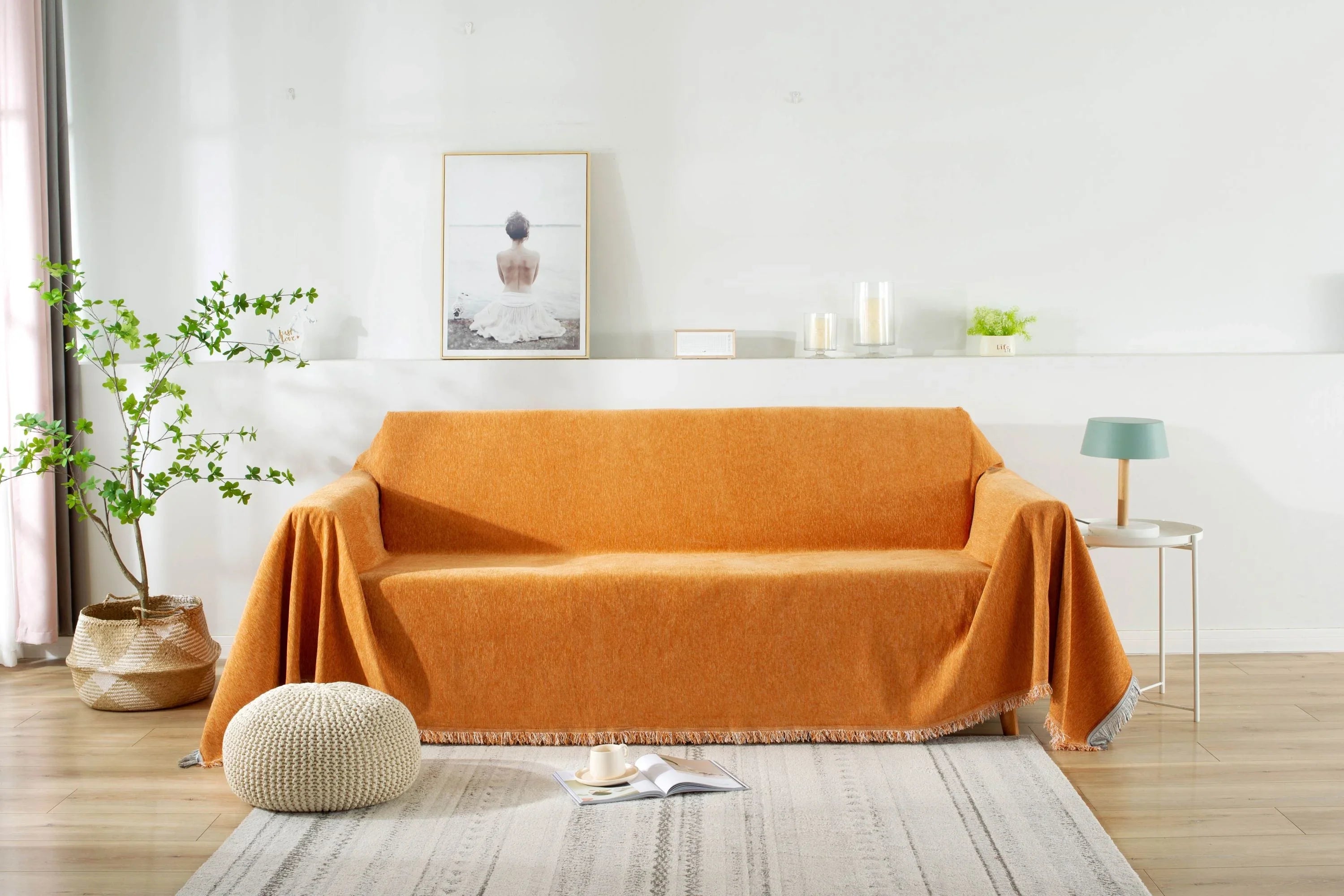 Sofa Throw - Elligate - Orange - The Sofa Cover Crafter 
