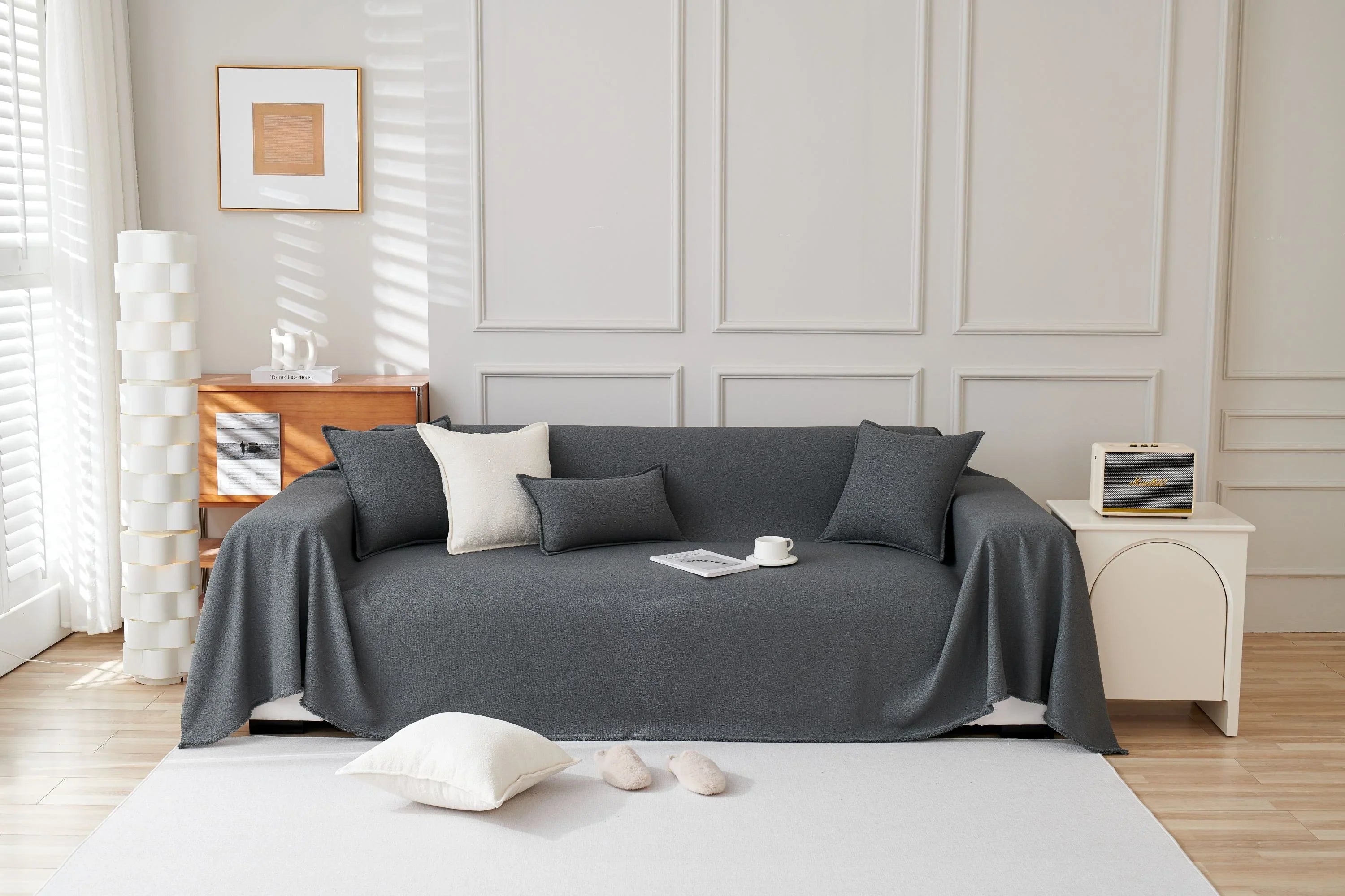 Sofa Throw - Mousoon - Dark Gray - The Sofa Cover Crafter 