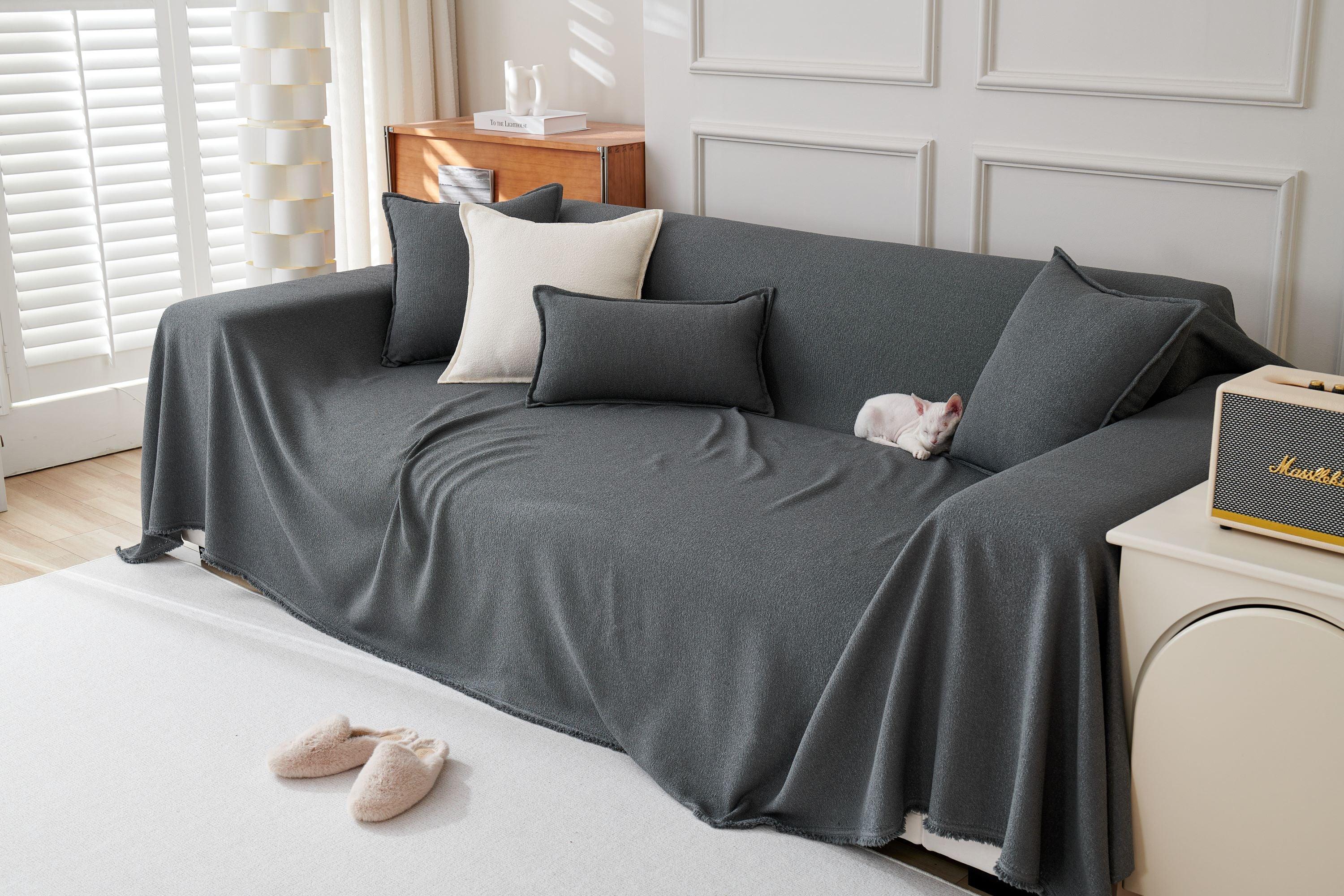 Sofa Throw - Mousoon - Dark Gray - The Sofa Cover Crafter 